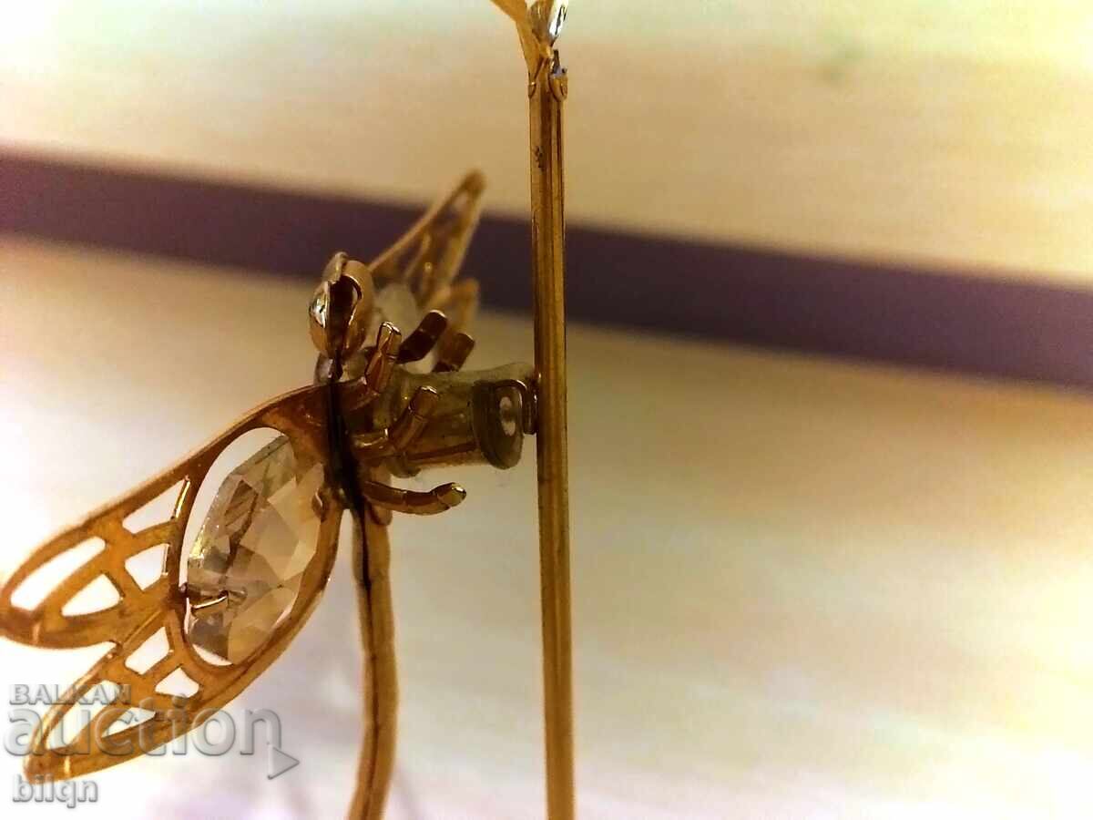 Auction Gold Plated Figurine - Dragonfly With Swarovski Crystals Auction Gold Plated Figurine - Dragonfly With Swarovski Crystals