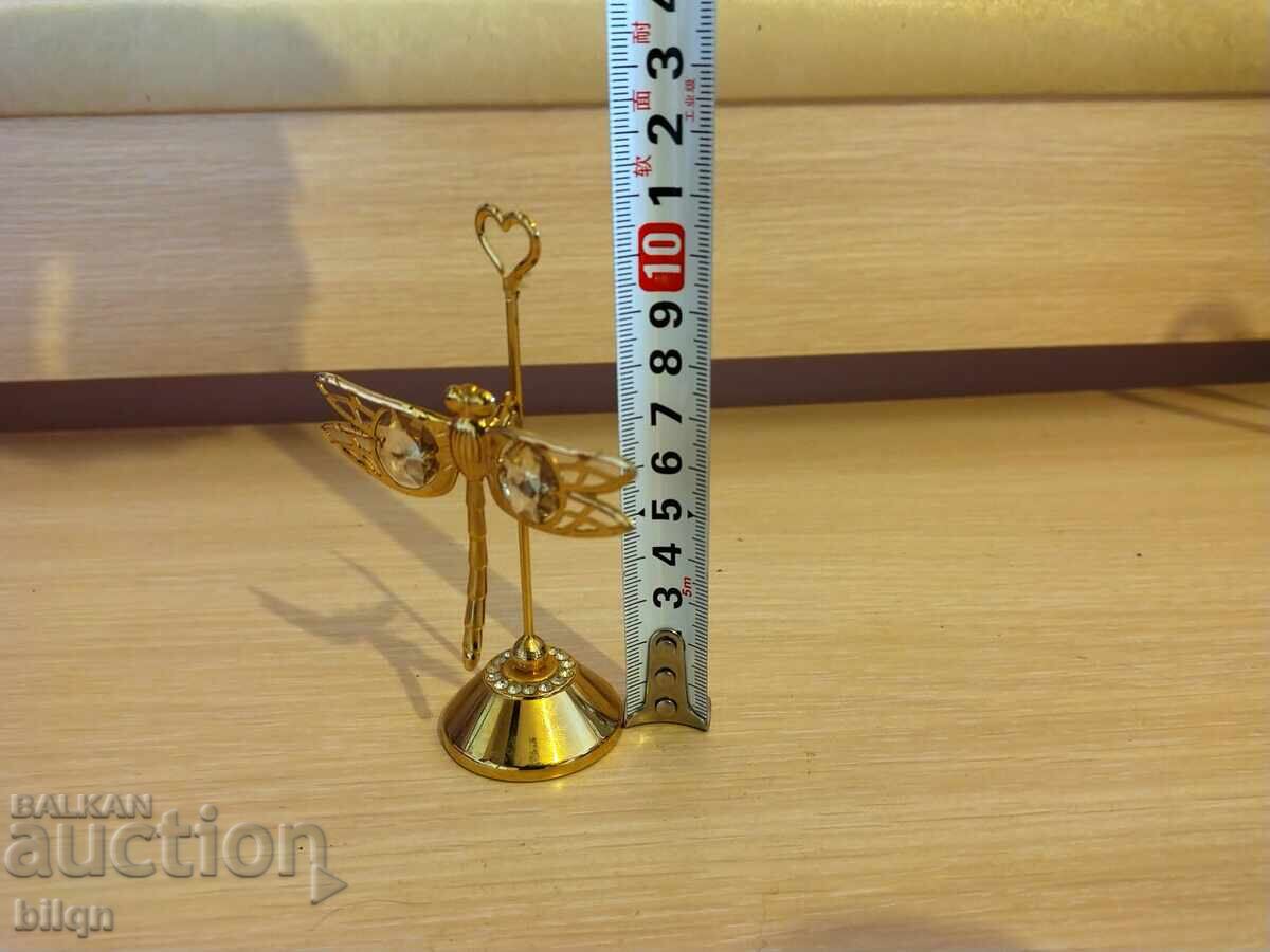 Gold Plated Figurine - Dragonfly With Swarovski Crystals - 6 Gold Plated Figurine - Dragonfly With Swarovski Crystals - 6