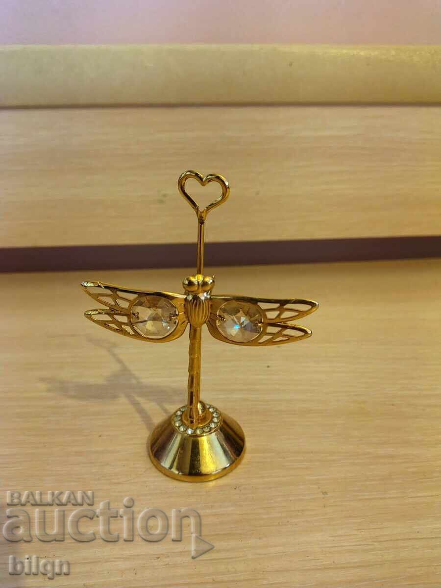 Gold Plated Figurine - Dragonfly With Swarovski Crystals Gold Plated Figurine - Dragonfly With Swarovski Crystals