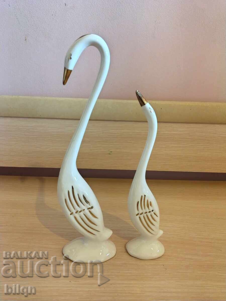 A Great Pair of Porcelain Swans