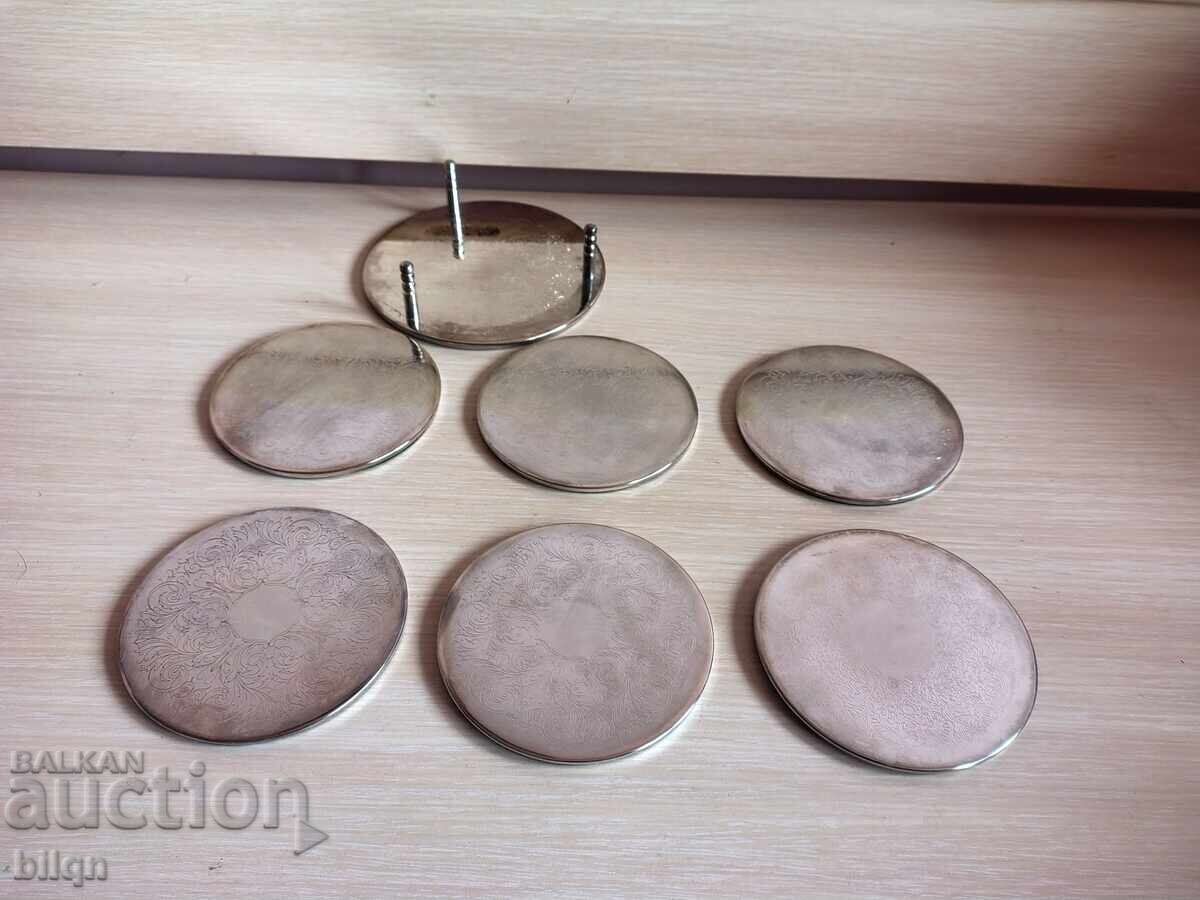 Awesome Silver Plated Coasters With Stand with price 28.87 BGN | € 14.76 Awesome Silver Plated Coasters With Stand with price 28.87 BGN | € 14.76