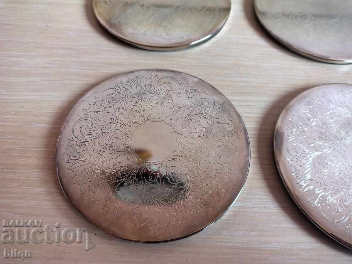 Auction Awesome Silver Plated Coasters With Stand Auction Awesome Silver Plated Coasters With Stand