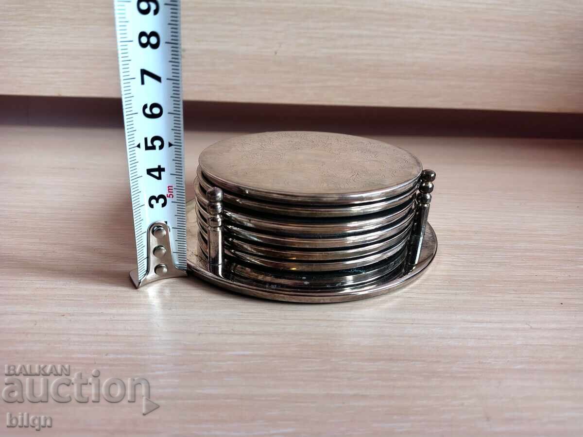 Awesome Silver Plated Coasters With Stand - 5 Awesome Silver Plated Coasters With Stand - 5