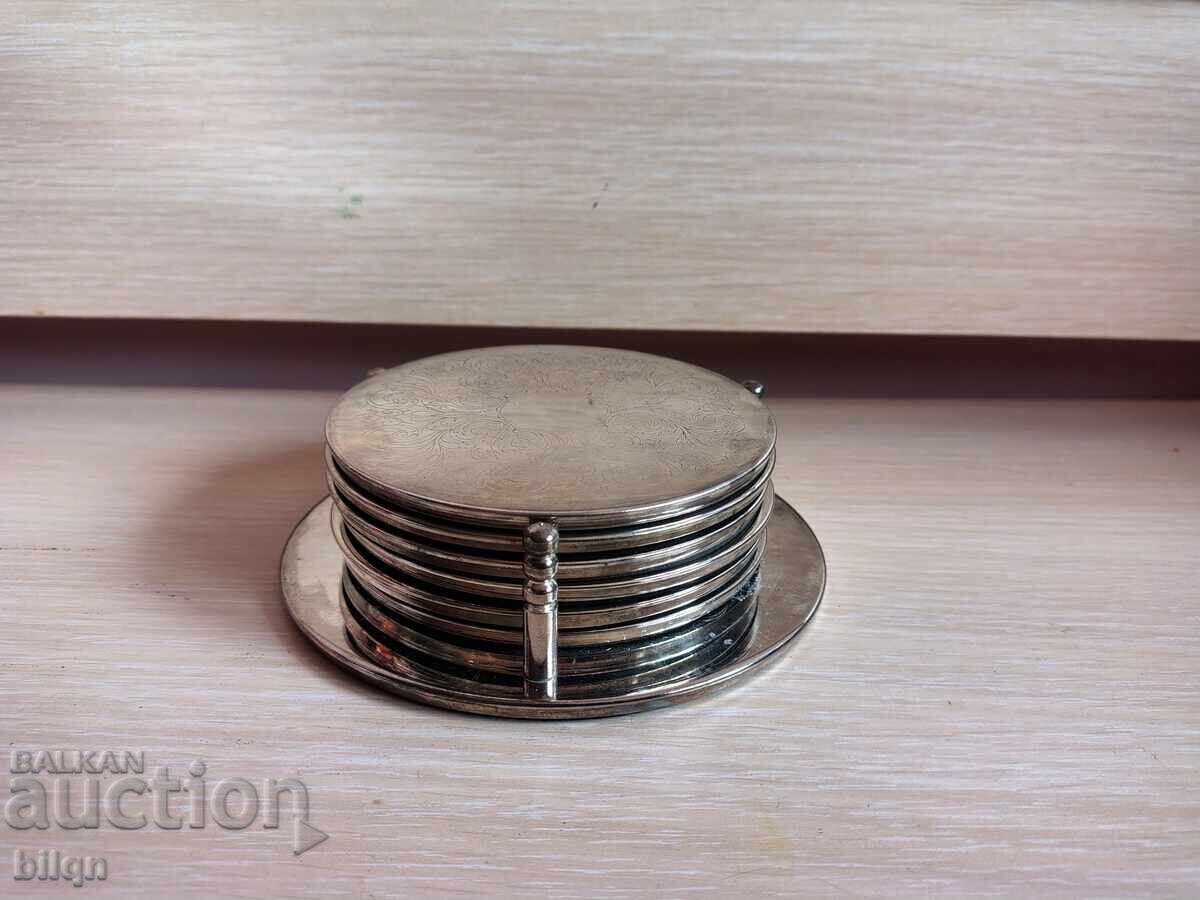 Awesome Silver Plated Coasters With Stand Awesome Silver Plated Coasters With Stand