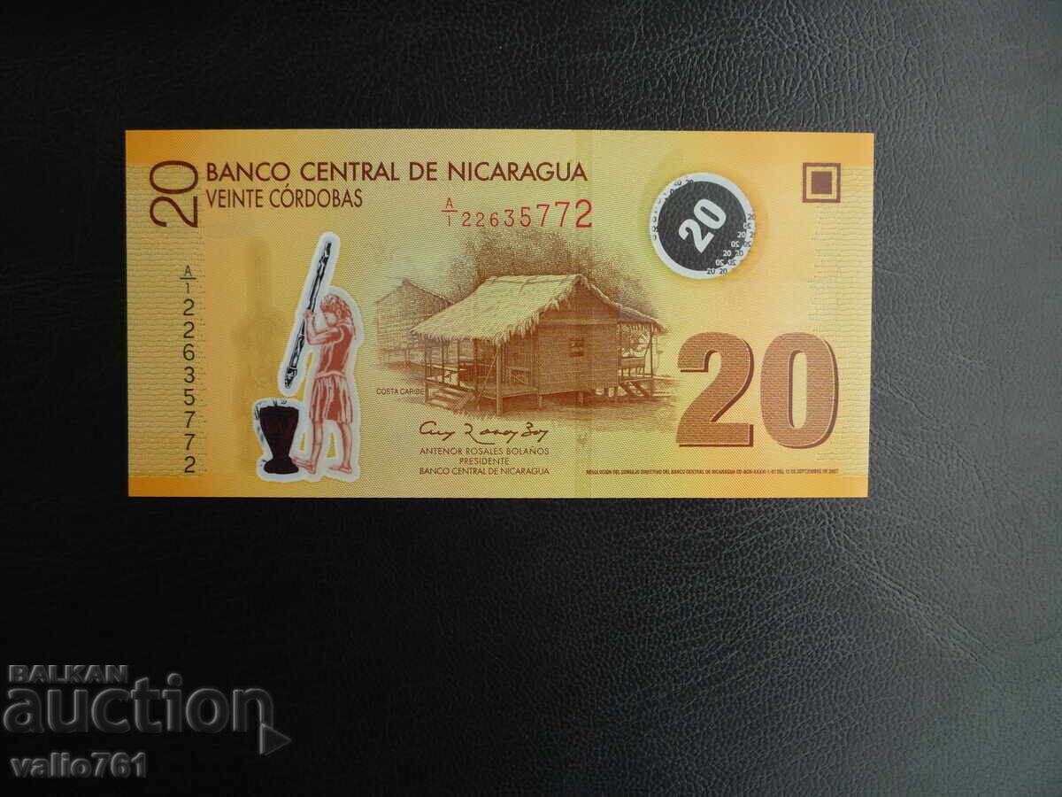 NICARAGUA 20 CÓRDOBAS 2007 NEW UNC POLYMER