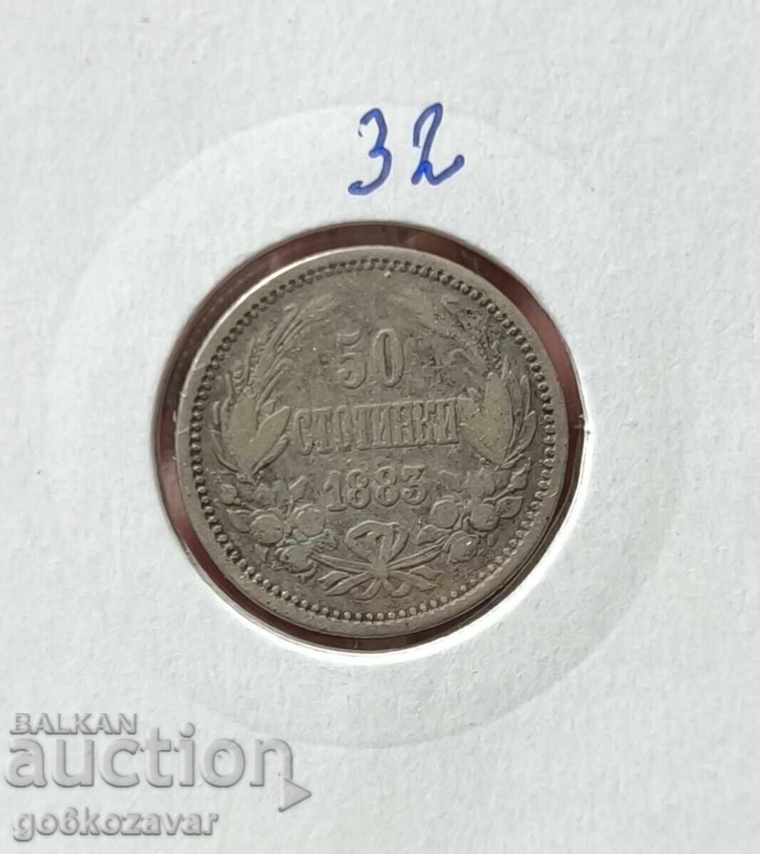 Bulgaria 50 stotinki 1883 Argint! Bulgaria 50 stotinki 1883 Argint!