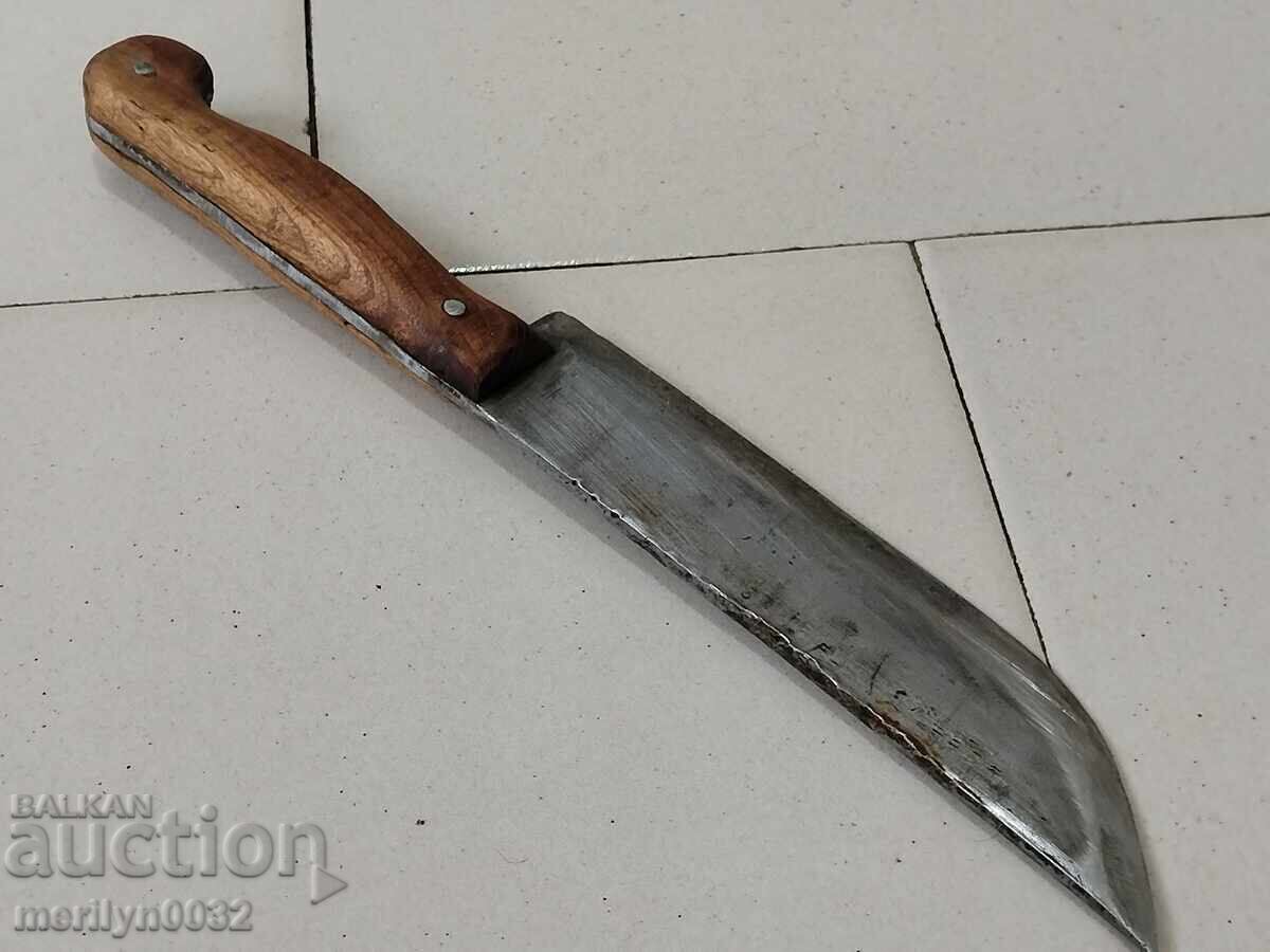 Auction  Old hunting knife with engravings for chopping wild boar