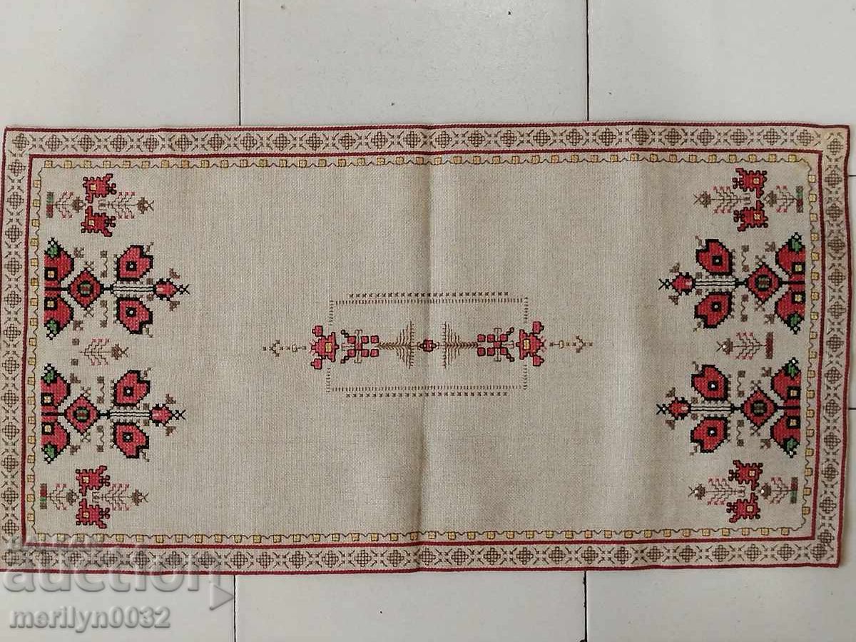 Old embroidered check, tablecloth, milo, Bulgarian embroidery Old embroidered check, tablecloth, milo, Bulgarian embroidery