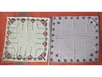Two square embroidered squares