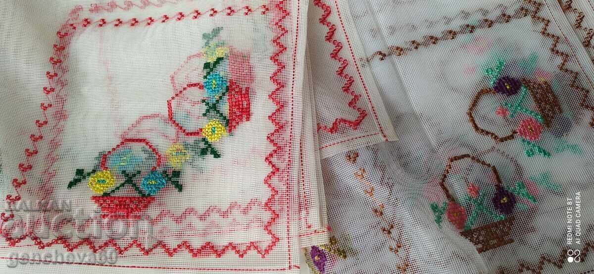 Two squares of hand embroidery, tulle, "Baskets" with price 25.00 BGN | € 12.78 Two squares of hand embroidery, tulle, "Baskets" with price 25.00 BGN | € 12.78
