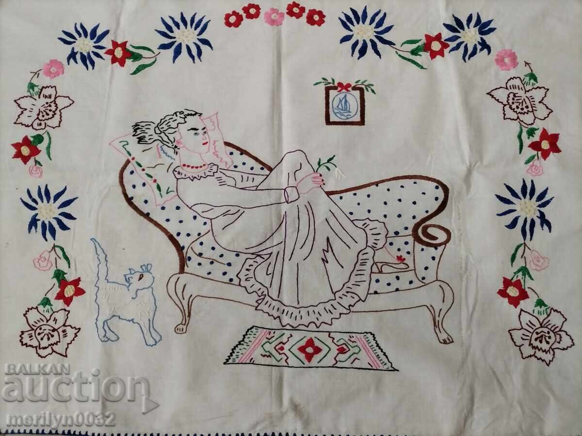 Hand-embroidered carpet costume interior item from the 1940s with price 49.90 BGN | € 25.51 Hand-embroidered carpet costume interior item from the 1940s with price 49.90 BGN | € 25.51