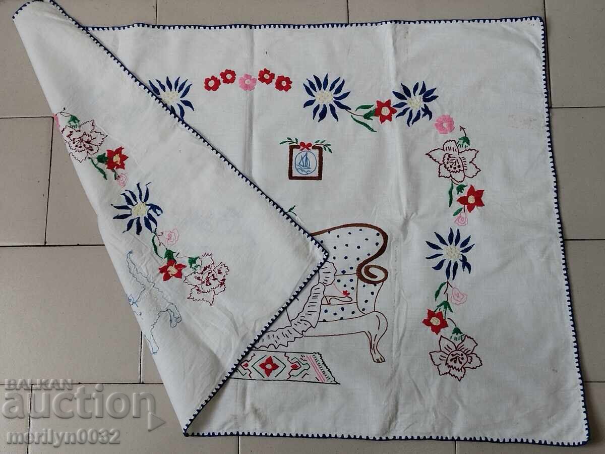 Auction Hand-embroidered carpet costume interior item from the 1940s Auction Hand-embroidered carpet costume interior item from the 1940s