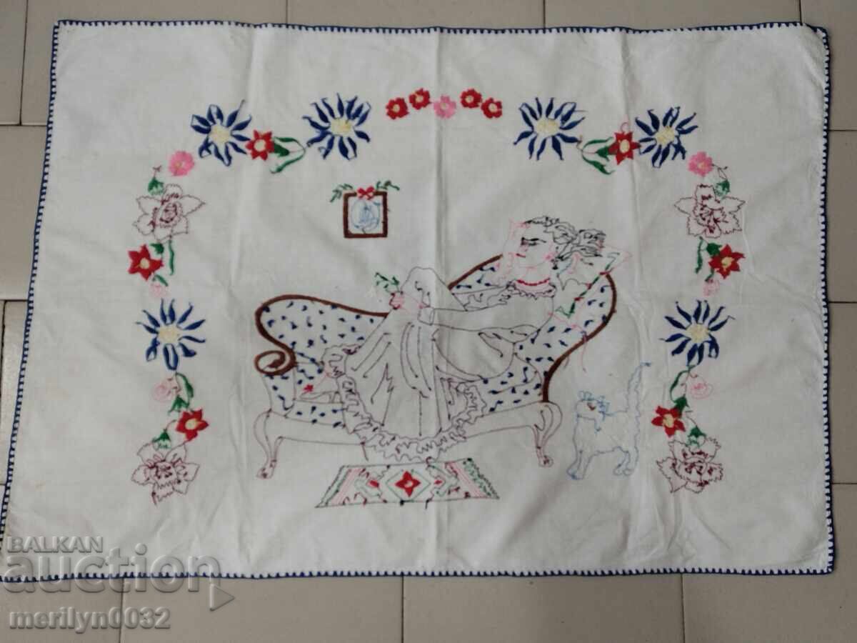 Delivery of Hand-embroidered carpet costume interior item from the 1940s Delivery of Hand-embroidered carpet costume interior item from the 1940s