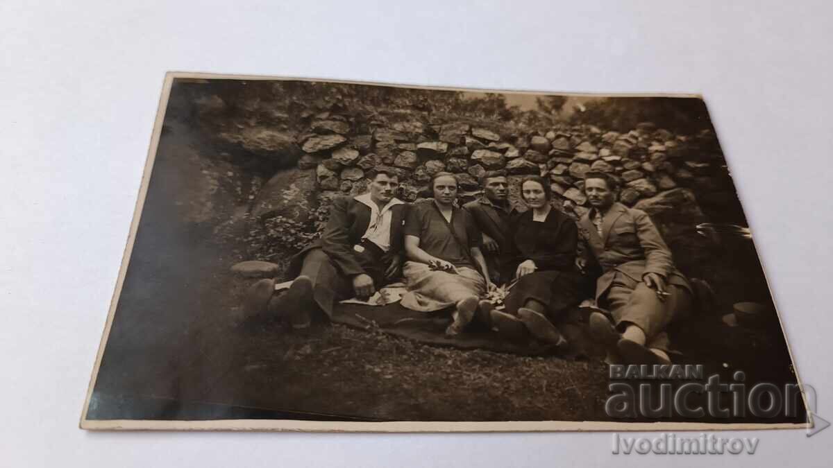 S-ka S-ya Boyana Men and Women Sitting in Front of a Pile of Stones 1926