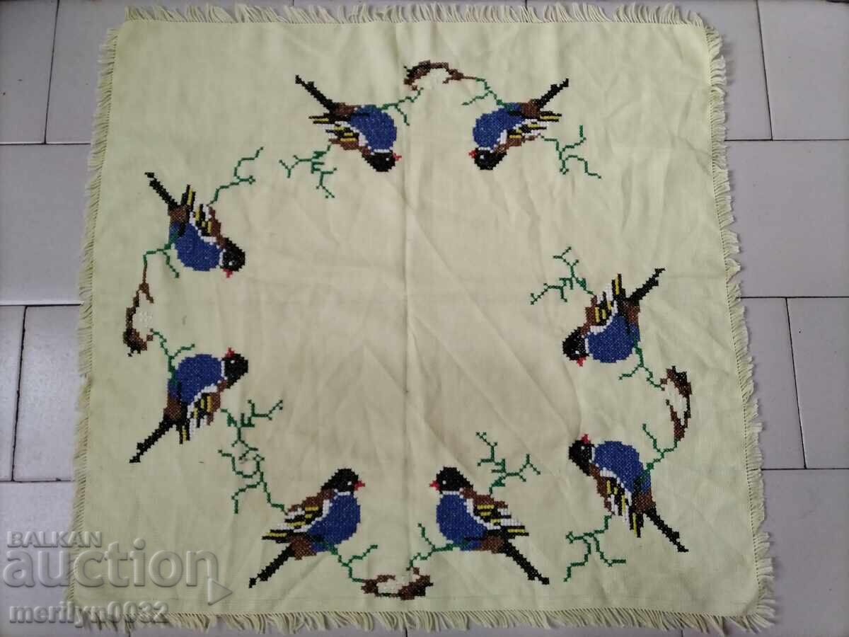 Old embroidered check, tablecloth, milo, Bulgarian embroidery Old embroidered check, tablecloth, milo, Bulgarian embroidery
