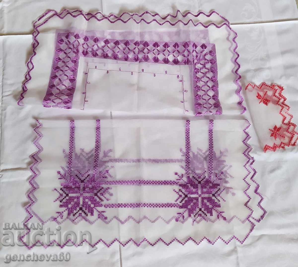 DOUĂ Broderie manuală în carouri-tul, mătase - 5
