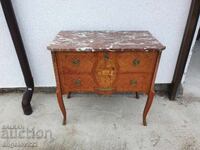 Vintage solid wood chest of drawers with inlay and marble top!!!