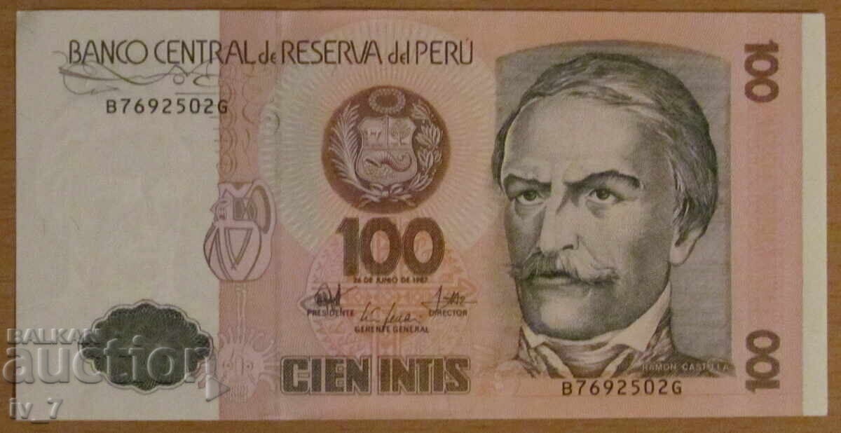 100 INTIS 1987, PERU - UNC 100 INTIS 1987, PERU - UNC