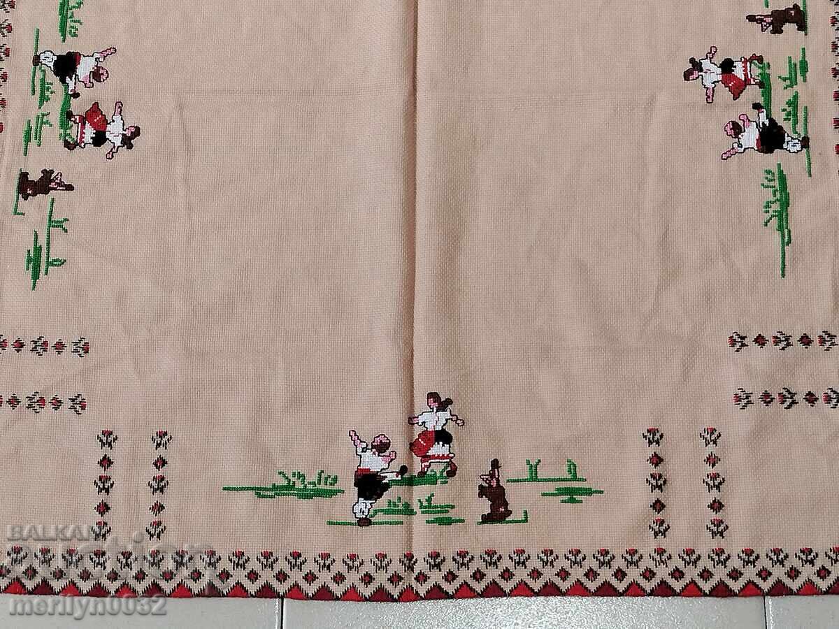 Auction  Old embroidered check, tablecloth, milo, Bulgarian embroidery