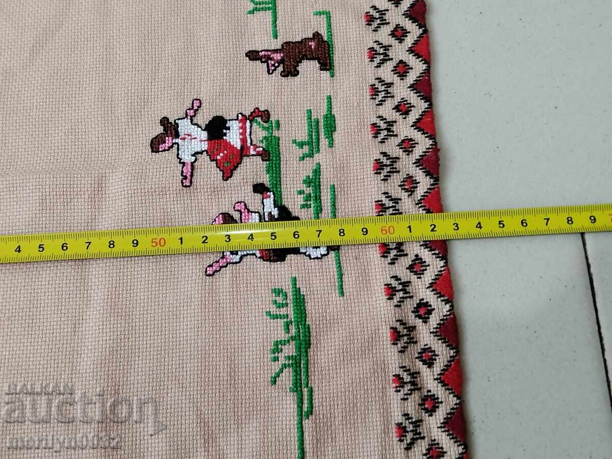 Delivery of Old embroidered check, tablecloth, milo, Bulgarian embroidery