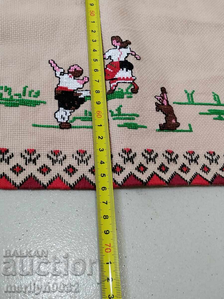 Old embroidered check, tablecloth, milo, Bulgarian embroidery - 5