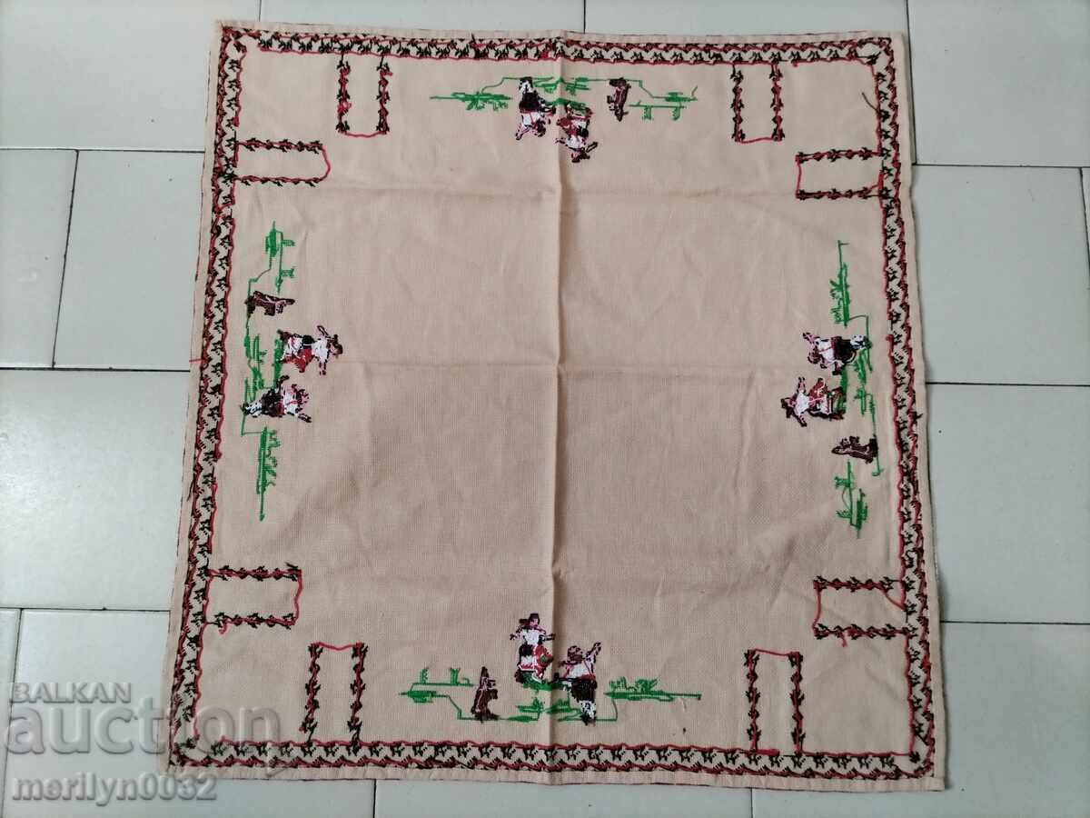 Old embroidered check, tablecloth, milo, Bulgarian embroidery - 6
