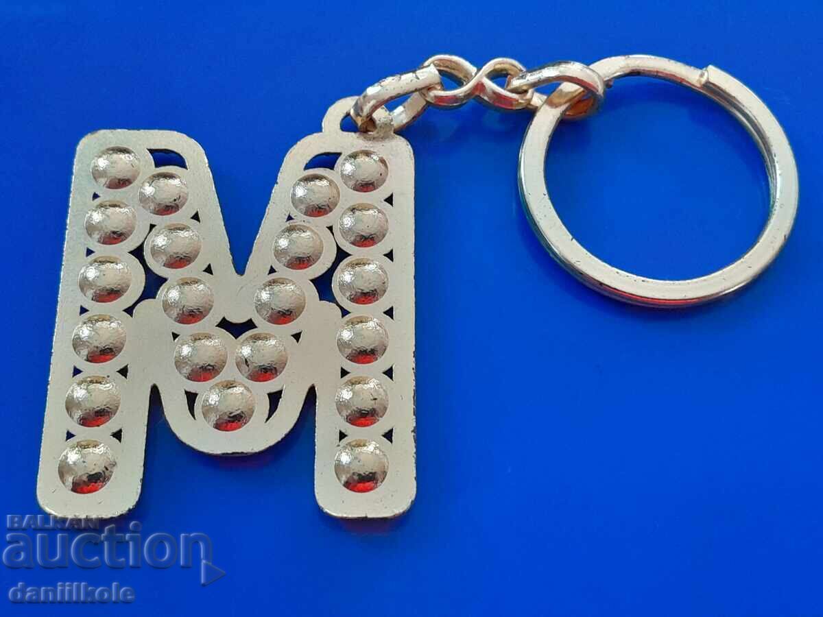 *$*Y*$* KEY RING LETTER "M" WITH ZIRCONIUM STONES *$*Y*$* - 5 *$*Y*$* KEY RING LETTER "M" WITH ZIRCONIUM STONES *$*Y*$* - 5