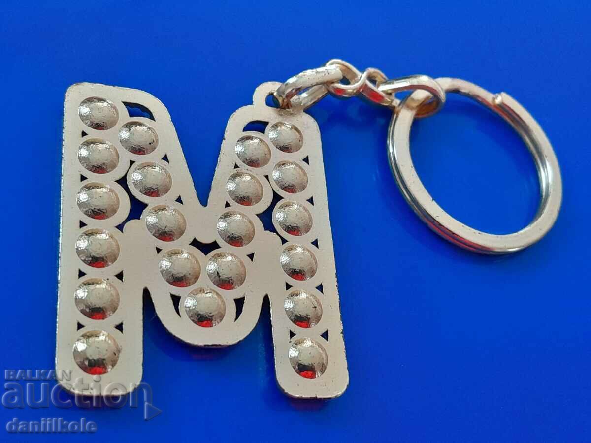 *$*Y*$* KEY RING LETTER "M" WITH ZIRCONIUM STONES *$*Y*$* - 7 *$*Y*$* KEY RING LETTER "M" WITH ZIRCONIUM STONES *$*Y*$* - 7