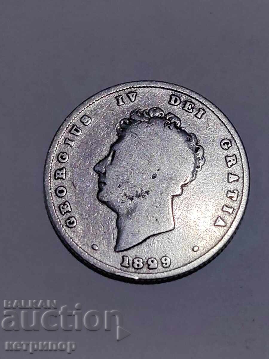 1 σελίνι Μεγάλη Βρετανία 1829 Ασήμι 1 σελίνι Μεγάλη Βρετανία 1829 Ασήμι