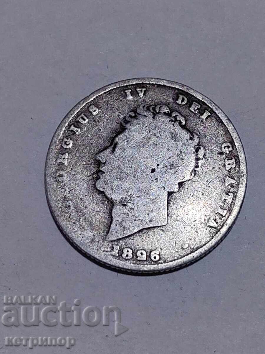 1 σελίνι Μεγάλη Βρετανία 1826 Ασήμι