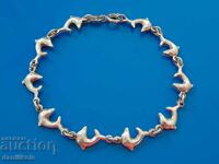 *$*Y*$* SILVER BRACELET WITH DOLPHINS - EXCELLENT *$*Y*$*