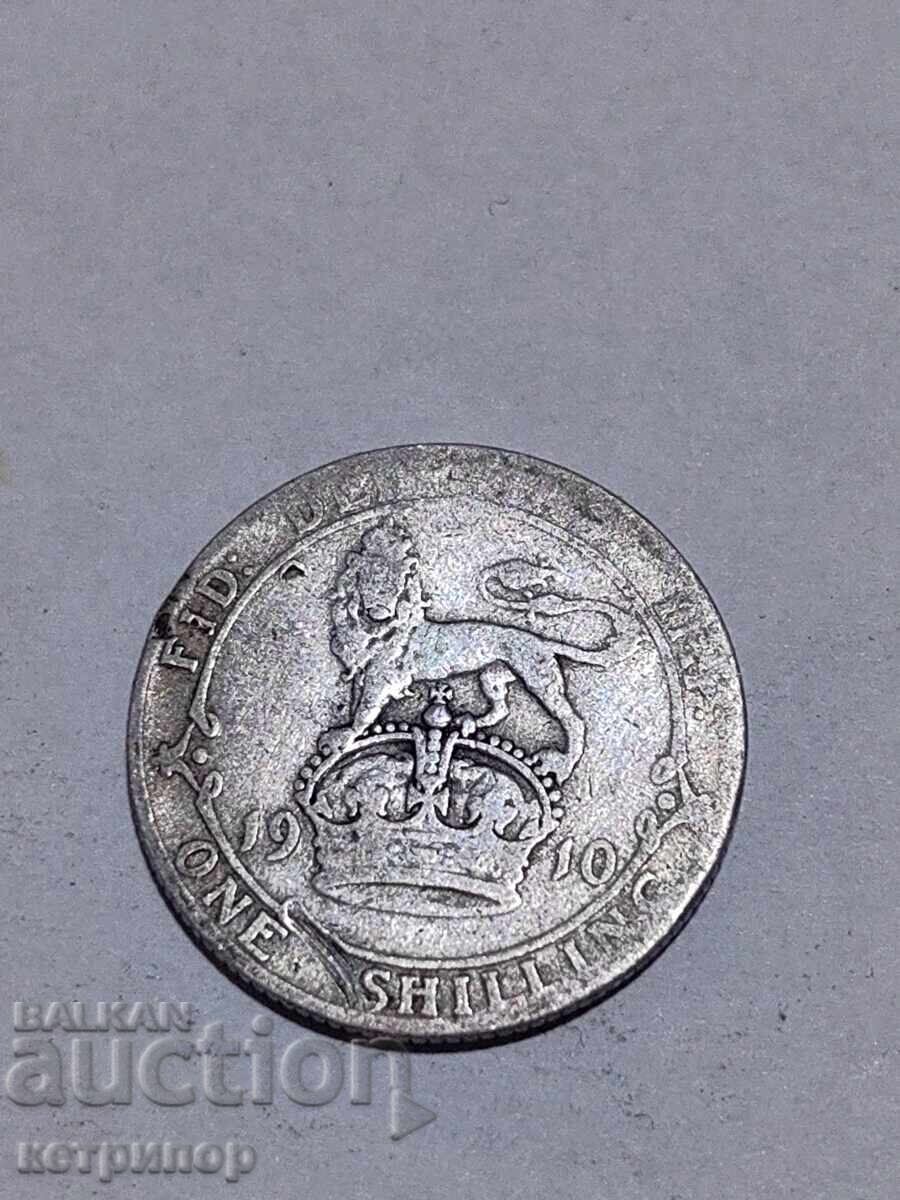 1 șiling Marea Britanie 1910 Argint