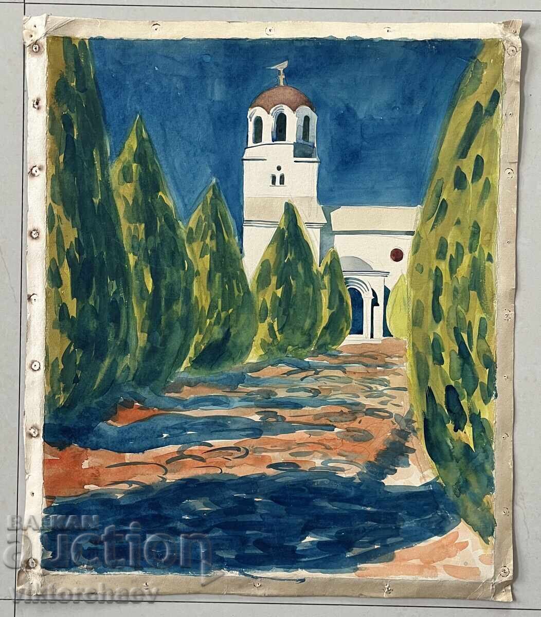 Dimitar Baltev master painting - Church 1969 Dimitar Baltev master painting - Church 1969