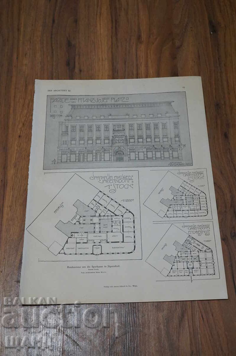 1900 Vienna architectural lithograph of a house hotel 1900 Vienna architectural lithograph of a house hotel