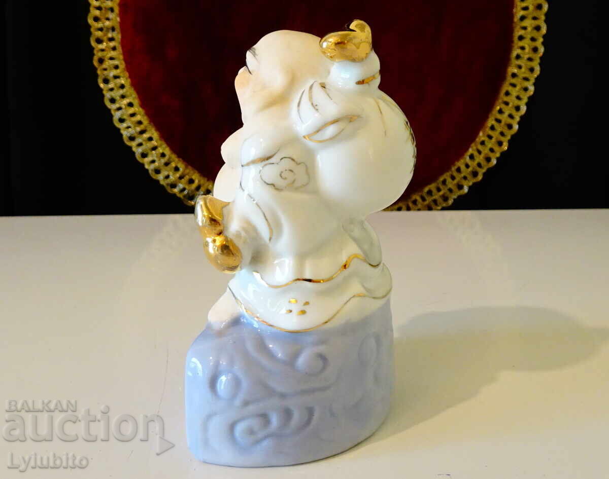 Laughing Buddha porcelain figurine, gold. - 5 Laughing Buddha porcelain figurine, gold. - 5