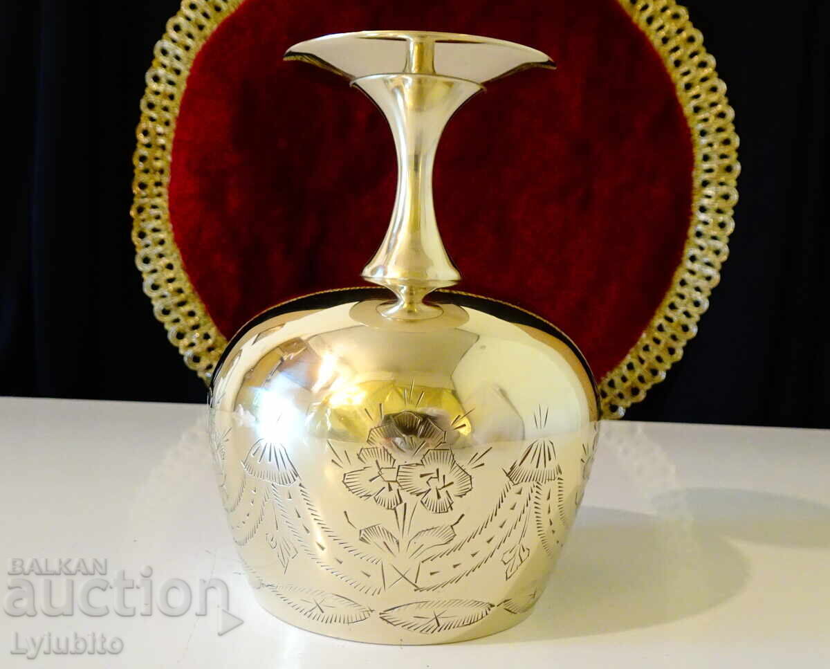 Auction  English bronze goblet, wine glass, marked