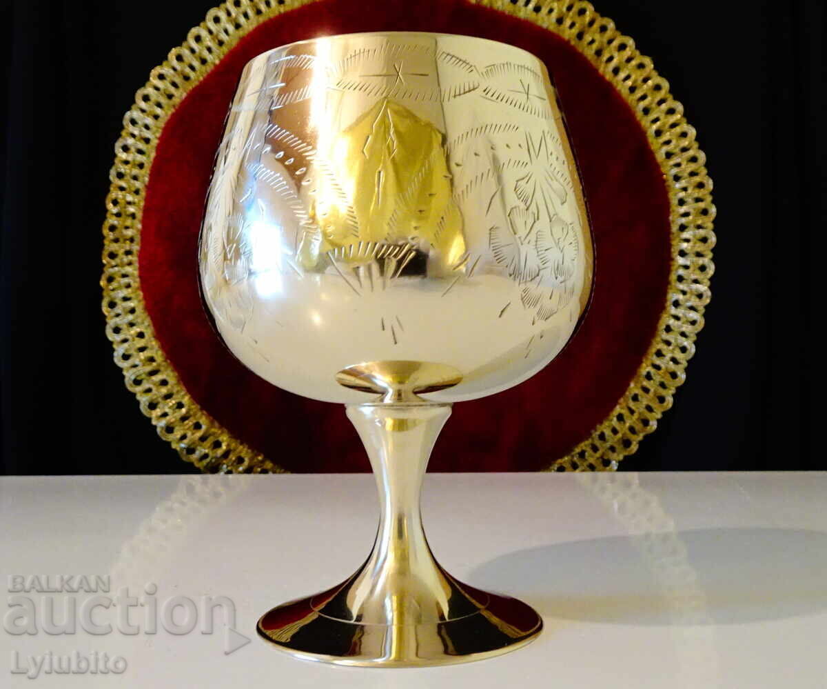 Auction English bronze wine goblet, cup, marked Auction English bronze wine goblet, cup, marked
