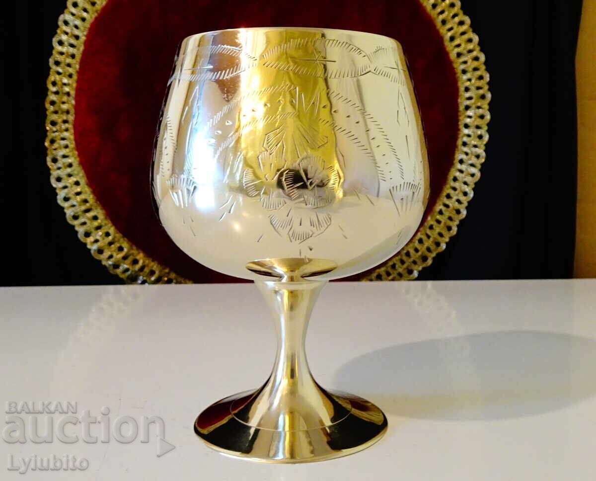 English bronze wine goblet, cup, marked English bronze wine goblet, cup, marked