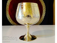English bronze wine goblet, cup, marked
