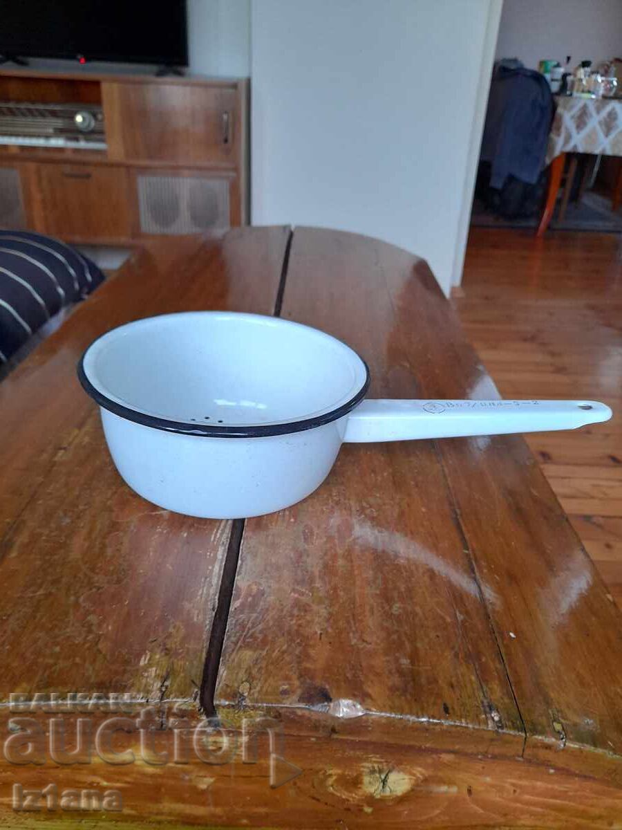 Old enameled strainer, colander