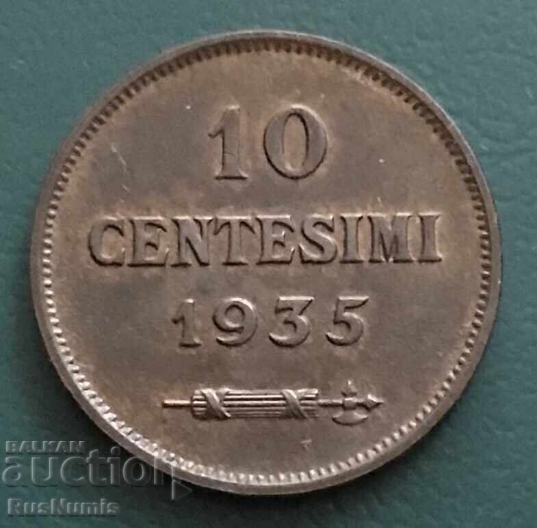 San Marino. 10 centesims 1935 with price 20.00 BGN | € 10.23 San Marino. 10 centesims 1935 with price 20.00 BGN | € 10.23