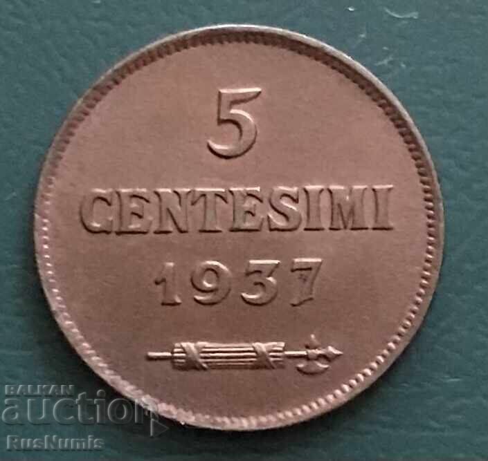 San Marino. 5 centesims 1937 with price 22.00 BGN | € 11.25 San Marino. 5 centesims 1937 with price 22.00 BGN | € 11.25