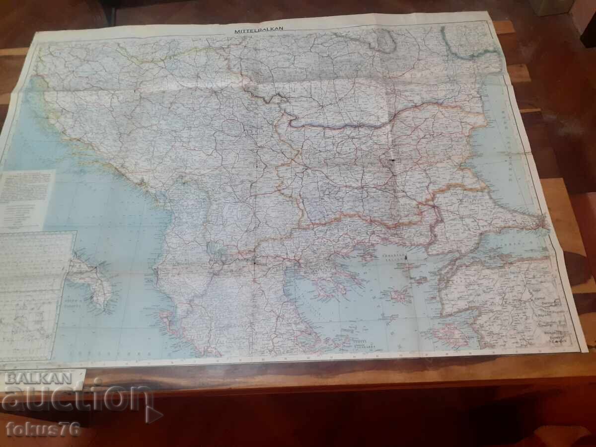 Veche hartă germană mare a Peninsulei Balcanice Veche hartă germană mare a Peninsulei Balcanice