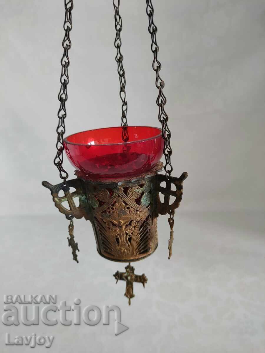 Homemade bronze lamp with red glass - 5 Homemade bronze lamp with red glass - 5
