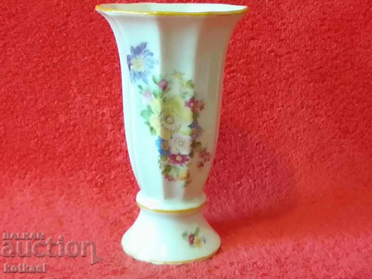 Auction  Old porcelain vase Germany flowers JLMENAU 1939