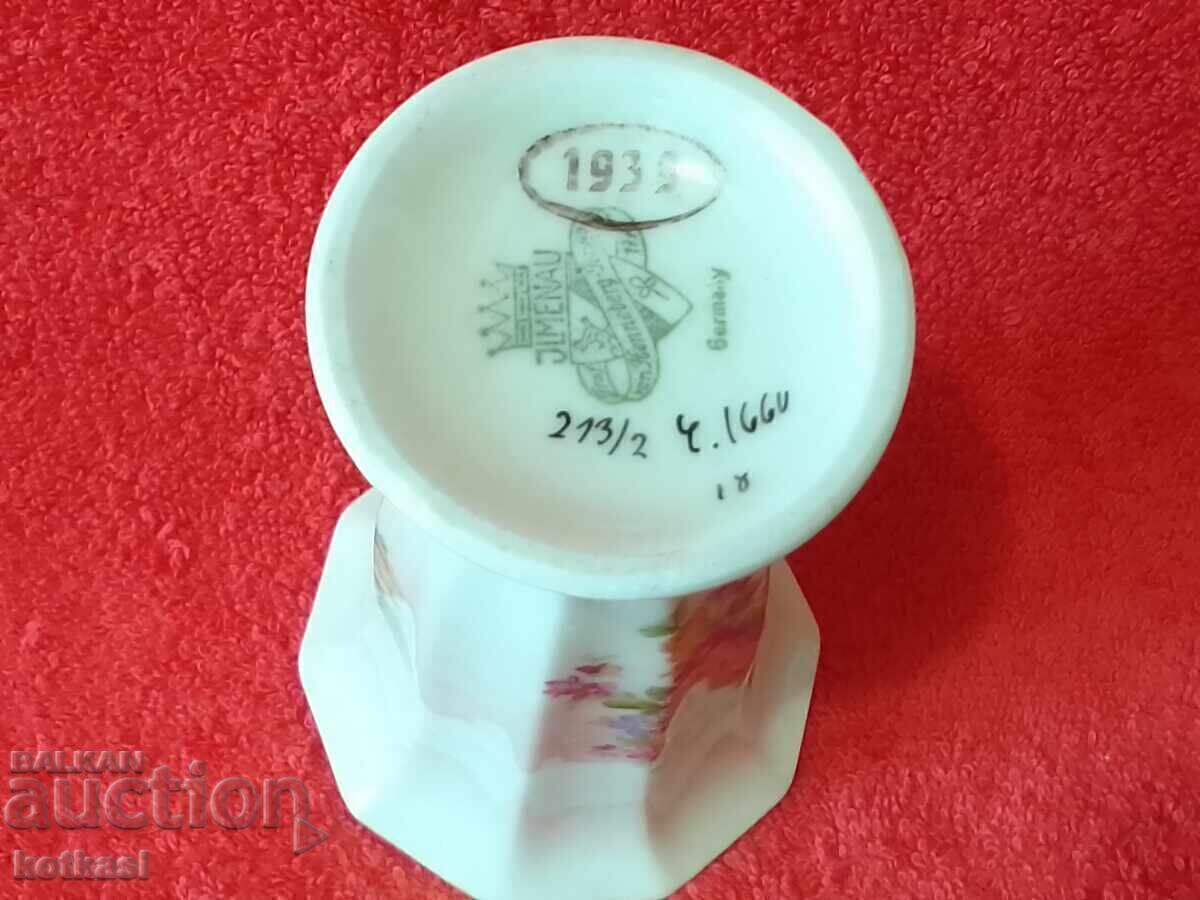 Old porcelain vase Germany flowers JLMENAU 1939 - 7