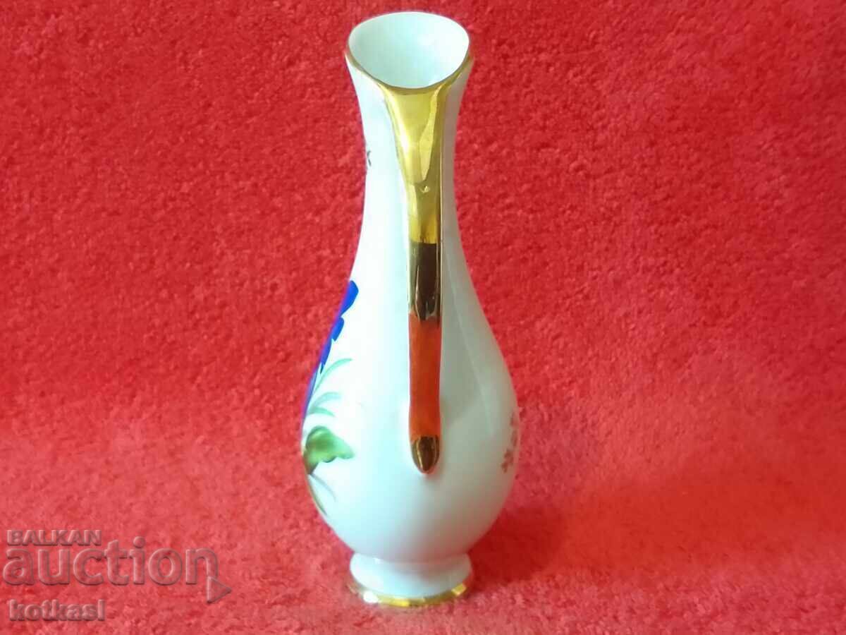 Auction Old small porcelain vase Germany Bavaria flowers gilding Auction Old small porcelain vase Germany Bavaria flowers gilding