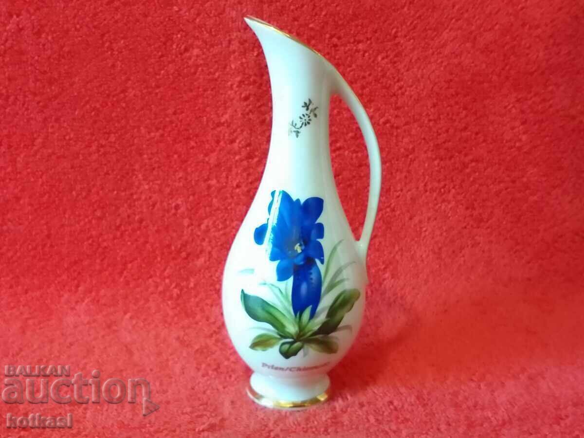 Old small porcelain vase Germany Bavaria flowers gilding Old small porcelain vase Germany Bavaria flowers gilding