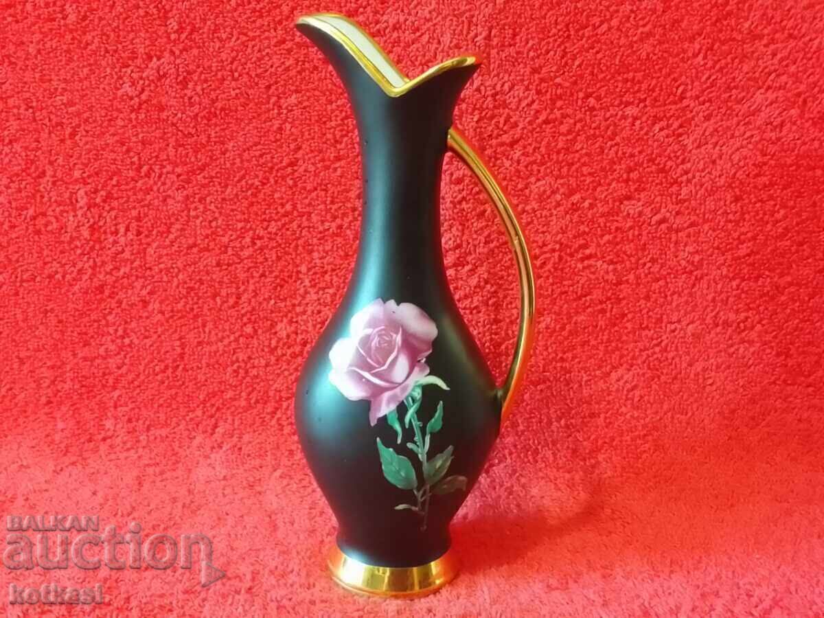 Old small porcelain vase Gold flower gilding Old small porcelain vase Gold flower gilding