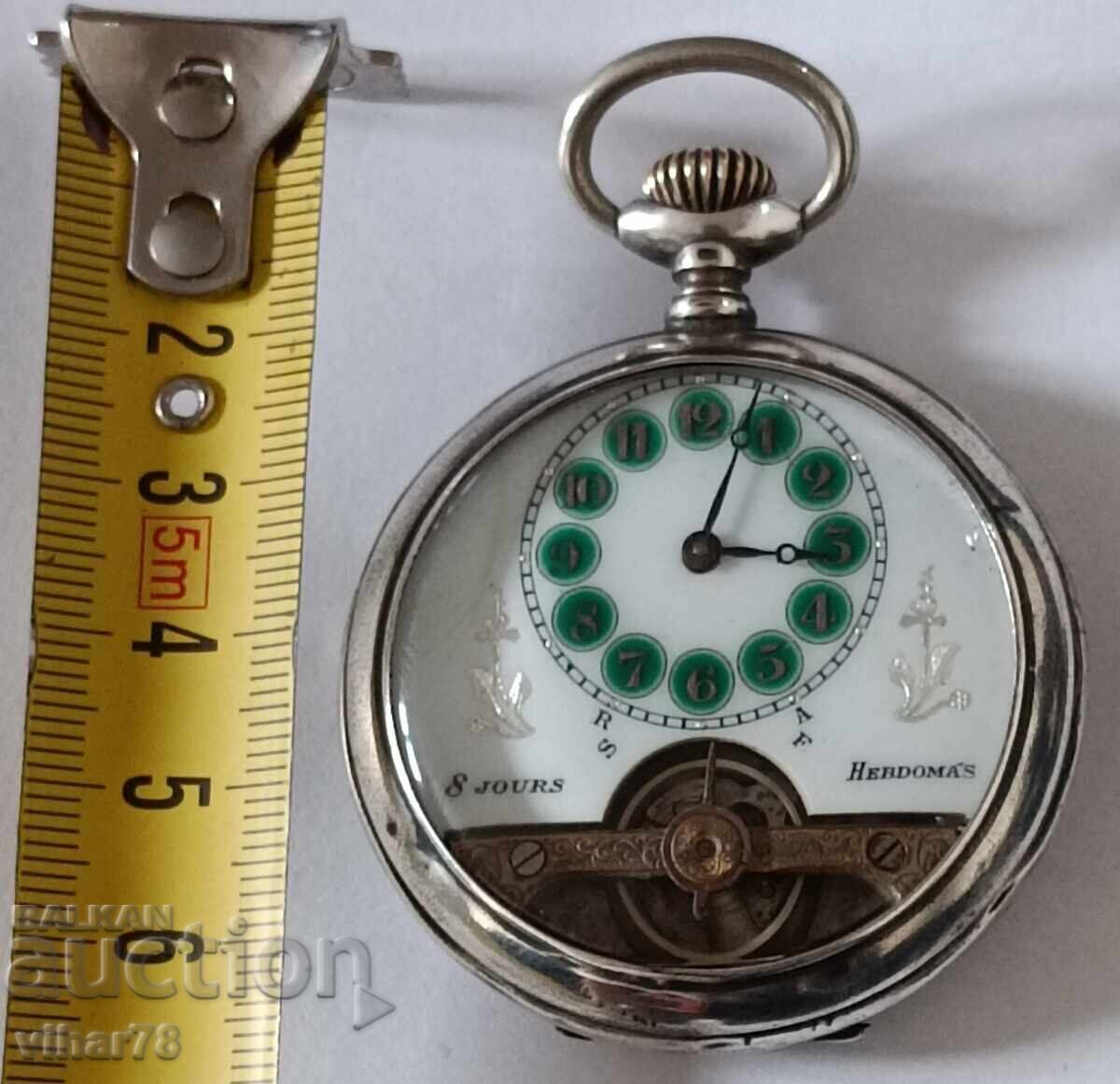 Rare silver weekly pocket watch-HEBDOMAS with price 999.99 BGN | € 511.29 Rare silver weekly pocket watch-HEBDOMAS with price 999.99 BGN | € 511.29